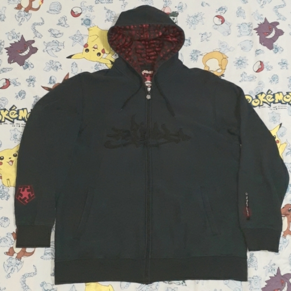 90s Tribal Streetwear Zip Up Hoodie Jacket Vintage Brand Gear Graffiti Logo